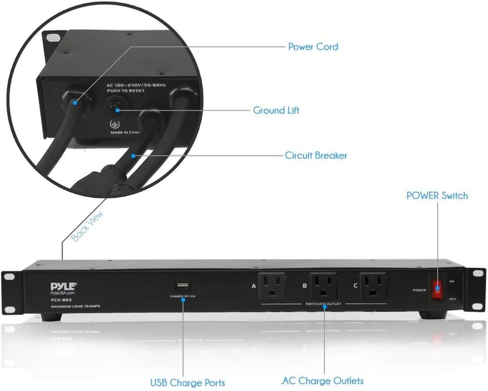 Tira acondicionadora central de fuente de distribución de energía PDU 19 salidas 1U 19" montaje en rack Foto 3 de 4