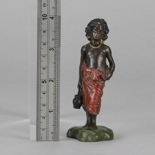 Early 20th Century Cold-Painted Bronze Sculpture "Arab Girl" by Franz Bergman - Picture 10 of 10