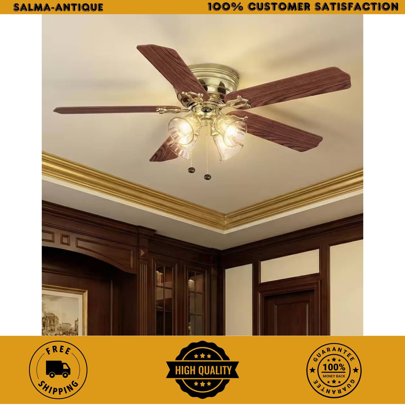 Hampton Bay Carriage House 52 in Polished Brass LED Ceiling Fan Reversible Blade
