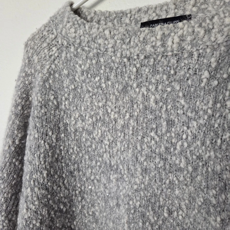 Fabiana Filippi Boucle effect Sweater Womens 8 M Gray Merino Wool Alpaca Italy - Image 4 of 4