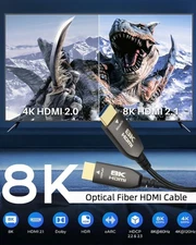 8K Fiber Optic HDMI Cable, 48Gbps, 8K/4K/2K High Refresh,Dynamic HDR/eARC
