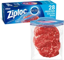Ziploc Gallon Freezer Bags Food Storage Grip 'N Seal Zip Lock Bags 28 Count Home