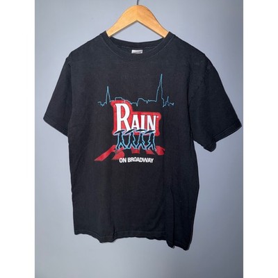 Rain On Broadway Beatles Tribute Graphic T-Shirt Mens Medium Black Anvil Tee