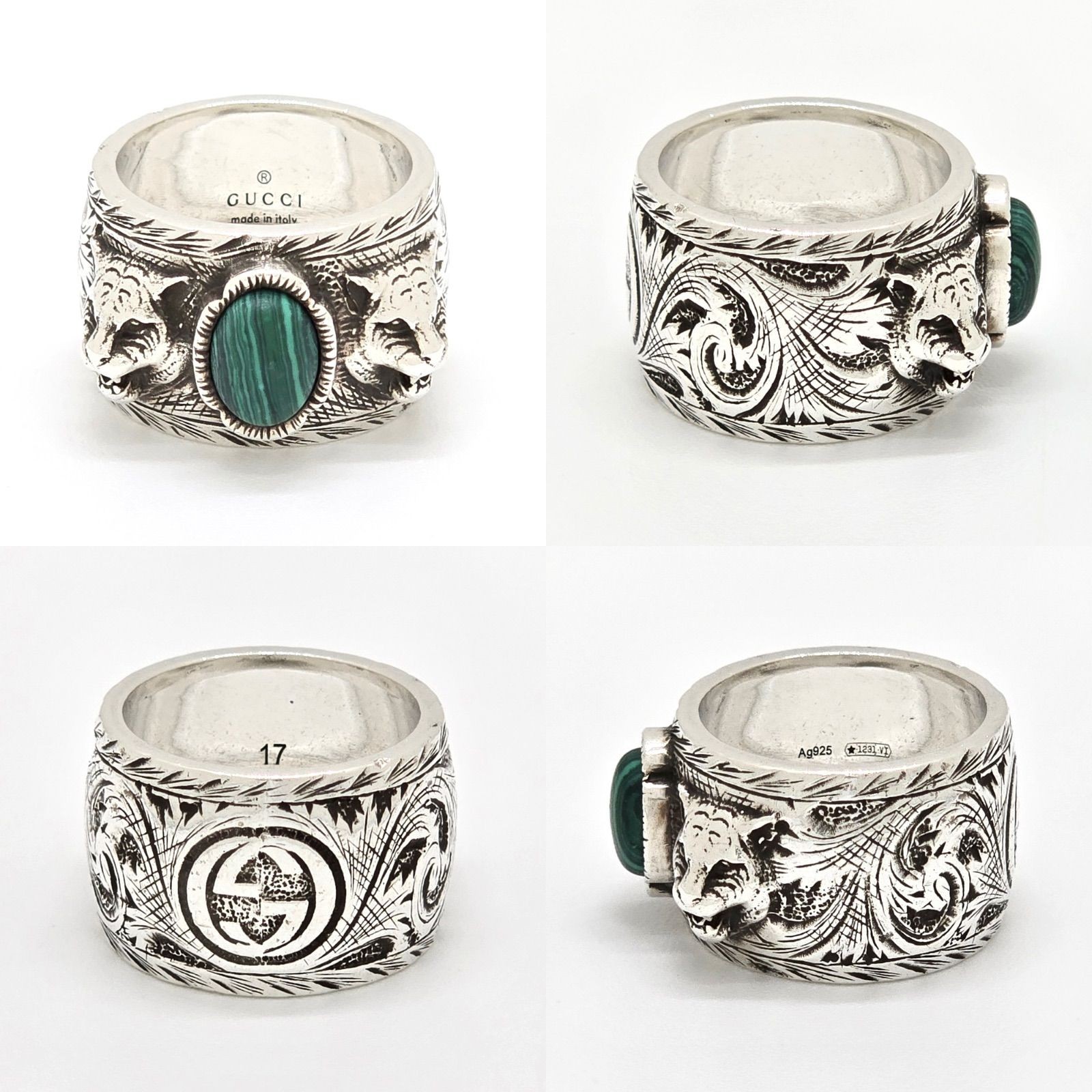 Auth GUCCI Ring Silver Interlocking G Cat Head Ma… - image 4