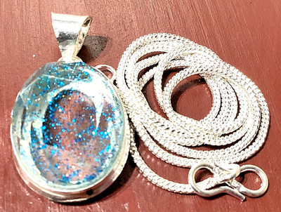 AUSTRALISCHER TRIOLE OPAL EDELSTEIN Anhänger 925ER STERLINGSILB HANDGEFE M.KETTE