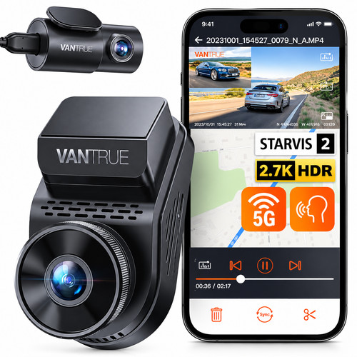 Vantrue S1 Pro Dash Cam Front and Rear Camera Night Vision, Parking Monitor, GPS