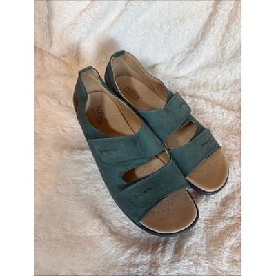 Hotter Florence Teal Green Nubuck Leather Comfort Sandals Womens 9.5  NWOT