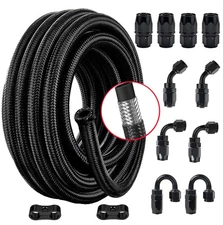 6AN 8AN 10AN 10FT 20FT CPE Braided Nylon Fuel Line Kit Hose end Fittings