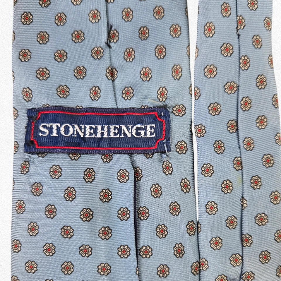 Corbata de cuello Stonehenge vintage años 70 azul claro floral margarita seda hecha a mano 3,25 x 59 Foto 4 de 4
