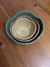 Princess House #1434 Autumn Colored Pavillion Nesting Serving Bowls Set Of 3