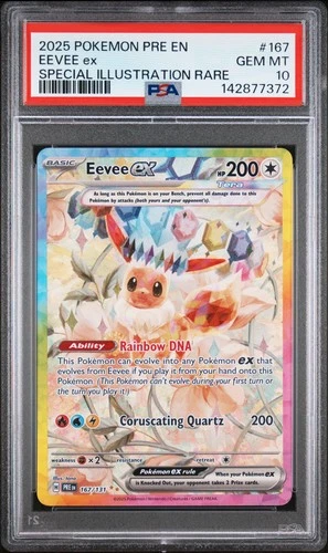 2025 POKEMON PRE EN-SPECIAL ILLUSTRATION RARE #167 EEVEE EX PSA 10