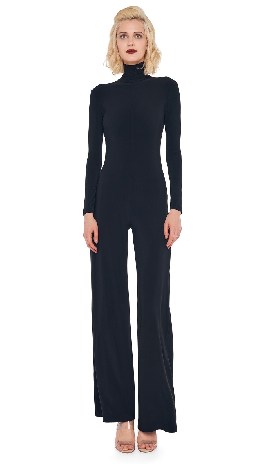 Norma Kamali Long Sleeve Turtle Jumpsuit - Black, Sz XL (N4-B6)