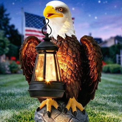 YDKOJGW American Bald Eagle Garden Statue with Solar Light,Outdoor Decor Scul...