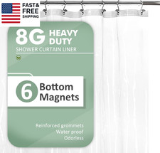 Shower Curtain Liner with 6 Magnets - Heavy Duty PEVA Plastic Shower Curtain for