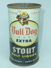 Empty Top Opened 12oz Bull Dog Extra Stout Malt Liquor Flat Top