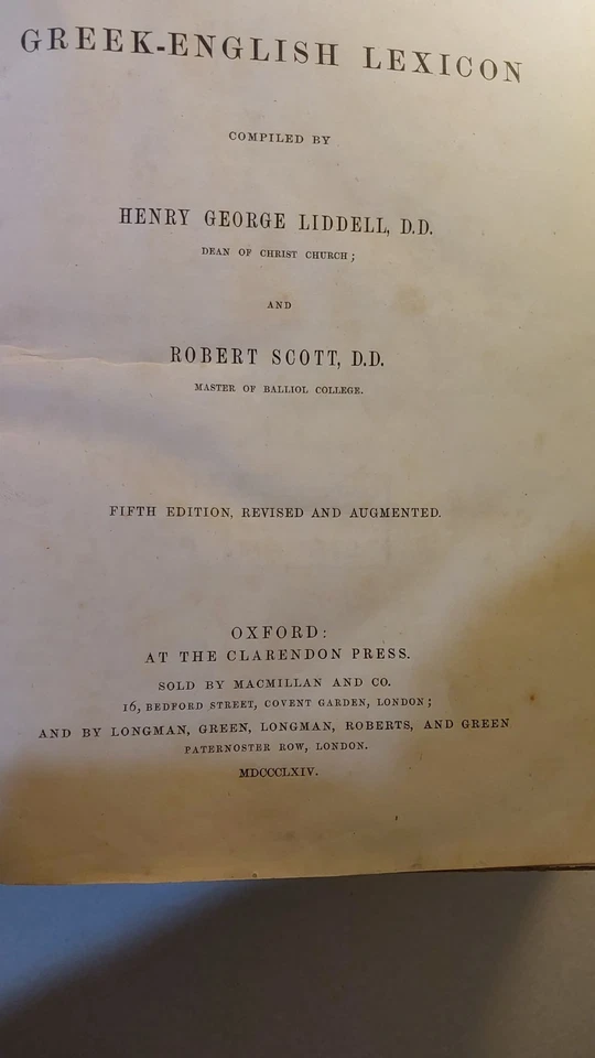 Greek-English Lexicon H. G. Liddell, Robert Scott 1864 beautifully rebound 1969 - Image 3 of 4