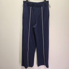 NWT Spanx Air Essentials Timeless Navy Pique Straight Leg Track Pants Medium
