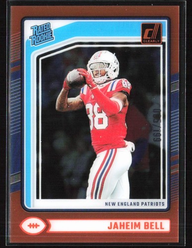 2024 Panini Clearly Donruss Orange Rated Rookie Jaheim Bell RC 5/199 New England