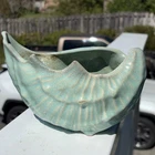 McCoy Pottery Shell Planter Ocean Coastal Beach Decor Turquoise 1940's Vintage