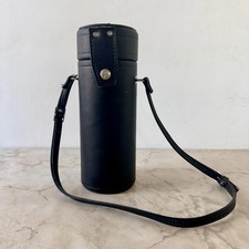 Black Cylindrical Camera Lens Case Bag with Strap