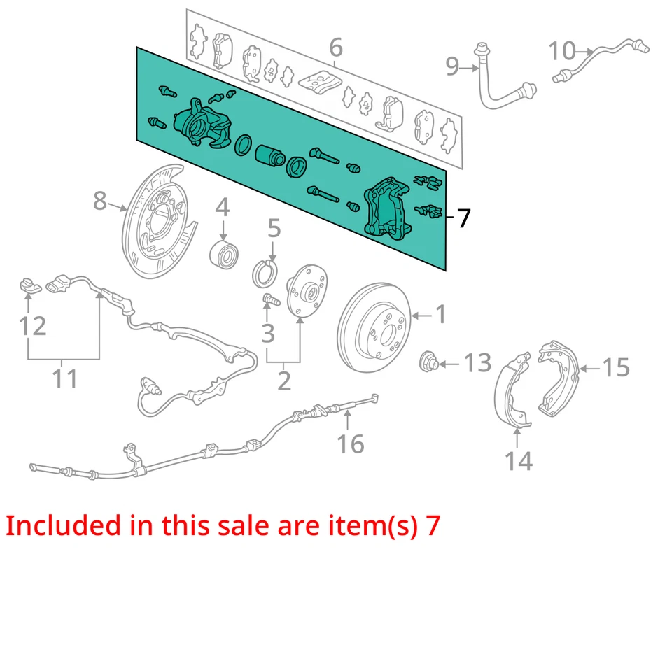 Pinça de freio traseira direita passageiro Honda Ridgeline 2006-2014 ADHXU - Imagem 2 de 3