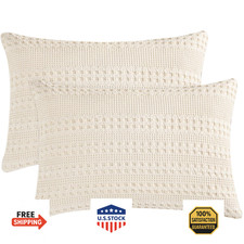 PHF Waffle Weave Pillow Shams Queen Size 2-Pack 100 Cotton 20x30 No Insert Soft