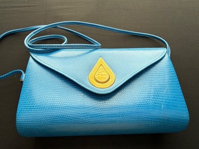 Small Blue Crossbody Bag Purse 1980s Style