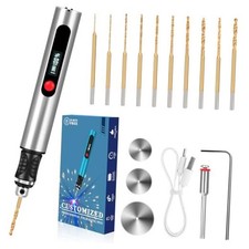 3-Speed Cordless Mini Drill Pen, Rechargeable DIY Electric Engraving Silver