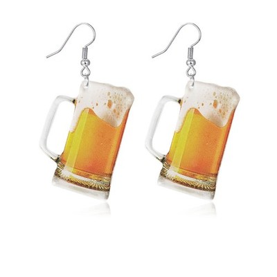 Acrylic Dangle Earring, Beer Glass Earrings, Wine Lover Jewelry, Red Wine Glass