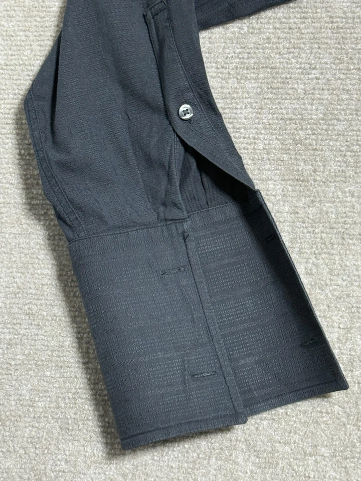 Camisa masculina Perry Ellis grande com botões manga longa texturizada casual - Imagem 2 de 4