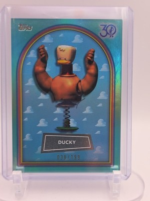 2025 Topps 30 Years Of Toy Story Ducky #32 Aqua Foil Refractor #'d 38/199