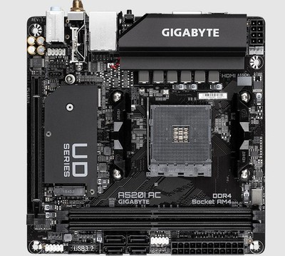 Gigabyte A520I AC AMD A520 Mini-ITX Ultra Durable Motherboard with Direct 6 P...