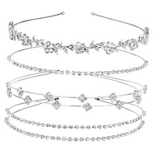 Rhinestone Headband Silver Bridal Wedding Headband Crystal Flower Girl silver