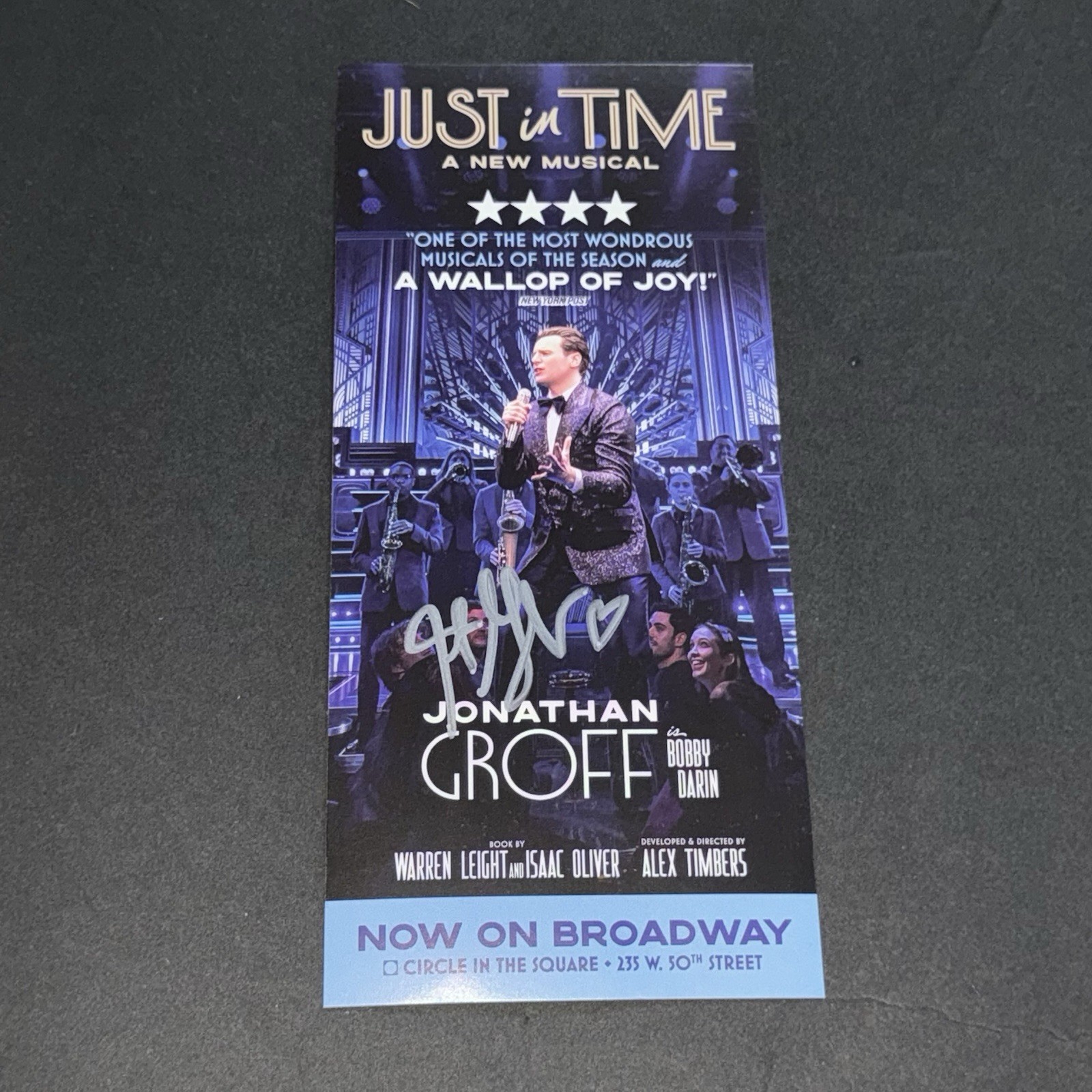 Jonathan Groff Signed Just In Time Musical Broadway Flyer Ad B