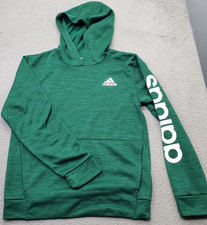Adidas Hoodie Youth 14/16 Green Space Dye Tech Fleece Lined Regular Fit Pullover