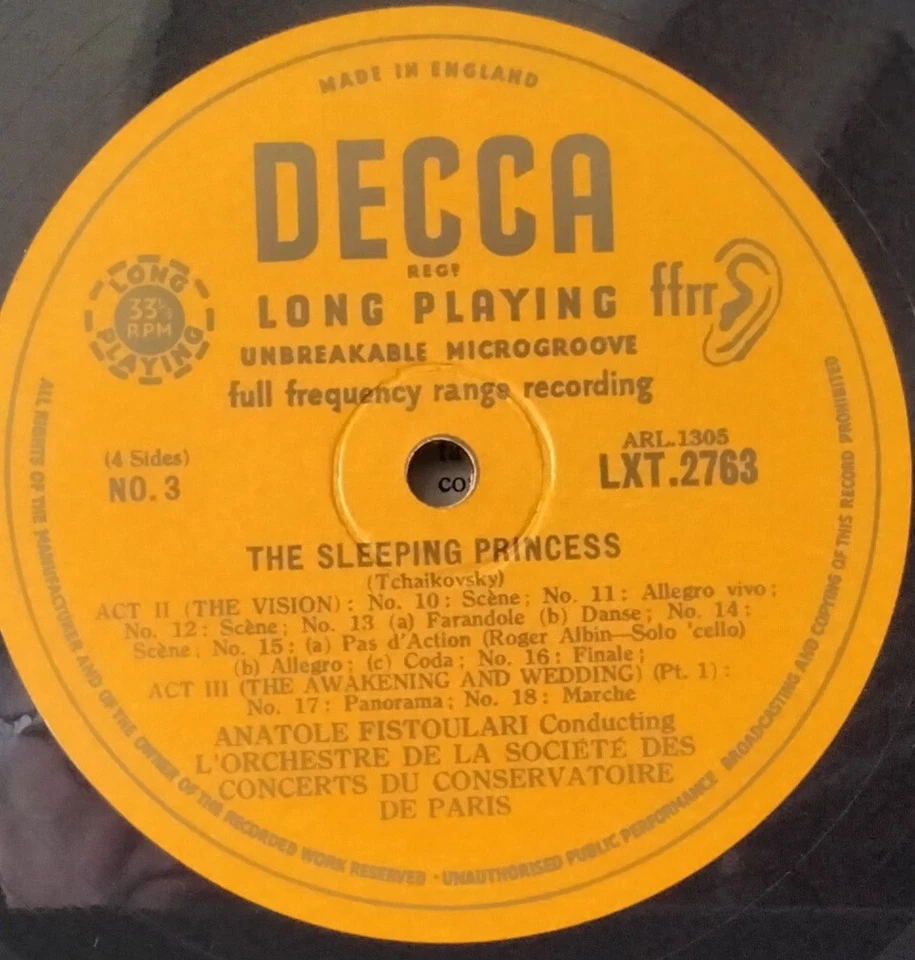 DECCA LXT 2762/63 UK TCHAIKOVSKY, FISTOULARI The Sleeping Princess MONO 2LP's - Image 3 of 4