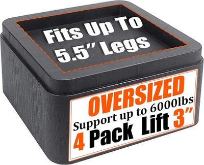 Bed Risers 3 Inch, Oversized Fit Up to 5.5'' Legs