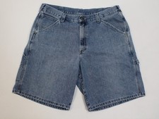 Vintage Lee Dungarees Mens 38 Blue Denim Carpenter Shorts Made in USA Jorts
