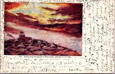 Sunrise Pikes Peak Summit Colorado 1906 Hand-Tinted Litho Rocky Mountains