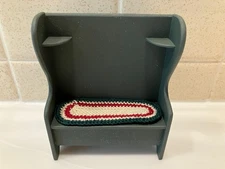 Dollhouse Miniature BARBARA HILL Handmade Dark Green Settle with Seat Pad 1:12