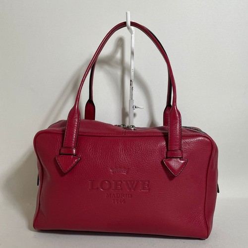 Loewe Heritage Leather Handbag Red Used Japan