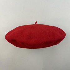 Vintage Normandy Basque Beret Hat Cap Womens 7-1/8 Red Wool Made France 80s 90s