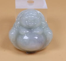 Green jade jadeite Maitreya Pendant / Certified 100% Natural A 29585a 开心笑佛 佛公