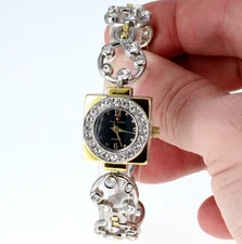 Luis Cardini Women's Rose Gold $ Silver Finish Luxury Square Watch New Batterie