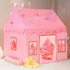 Large Kids Tent Playhouse Basic Mat with Star Lights, Flags and Tote Bags, Pl...