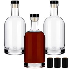 3PCS 750ML/25oz Wine Bottles Clear Glass Bottles with Lids 3