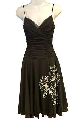 My Michelle Vintage Y2K Black White Floral Print Baby Doll Flowy Dress Small