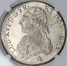 1789-MA NGC AU France Louis XVI Ecu Rare Marseille Mint Coin POP 1/1 (25061603C)