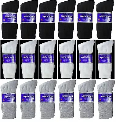 Diabetic Cotton Crew Socks 6 Pairs 10-13 Beige | Men's