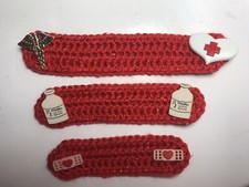 Face Mask Extenders Ear Savers, Hand-crocheted, Red HEALTH CARE, Set Of 3